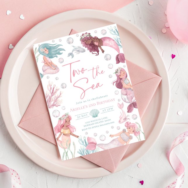 Editable Two The Sea Mermaid Invite  (Editable Two The Sea Mermaid Invite
)