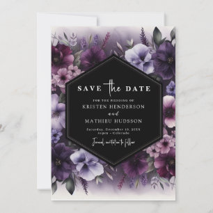  Editable Typography Purple Floral Wedding Save The Date