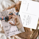 Editable Typography Save the Date Photo Minimalist Postcard<br><div class="desc">Wedding Save the Date Cards that have a photo on the front and back. The Save the Date cards contain a modern hand lettered cursive script typography that are elegant,  simple and modern to use after you minimalist simple wedding day celebration.</div>