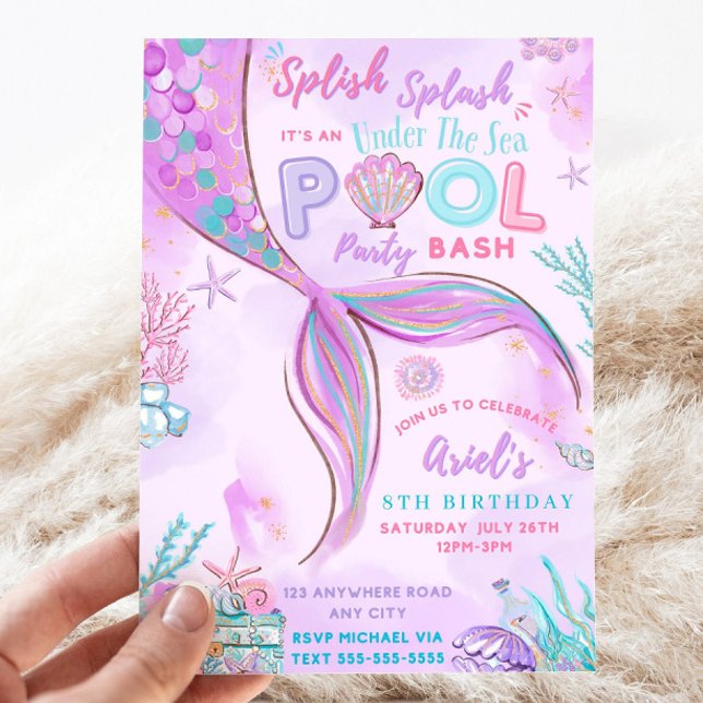 Editable Under The Sea Mermaid Birthday Invitation (Creator Uploaded)