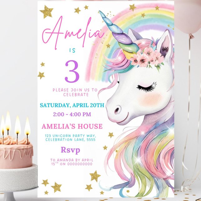 Editable Unicorn Birthday Invitation Magical Paste (Creator Uploaded)
