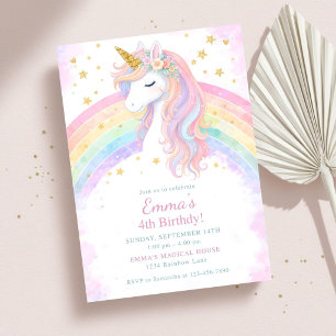 Editable Unicorn Birthday Invitation   Pastel Rain