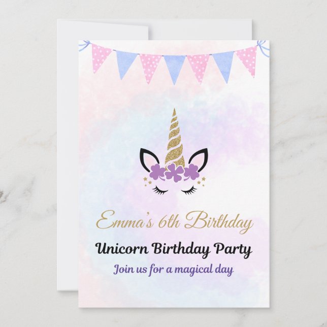 Editable Unicorn Invitation (Front)