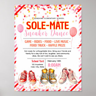 Editable valentine sneaker dance flyer poster