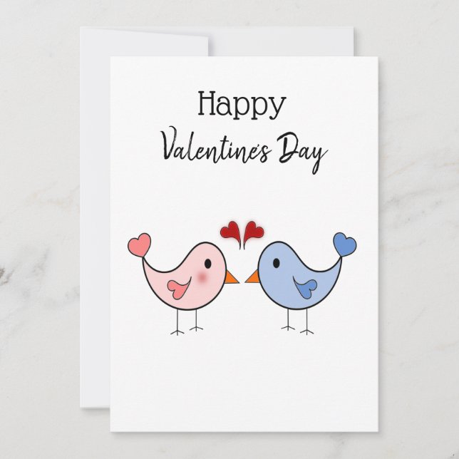 Editable Valentine's Day Card Love Birds (Front)