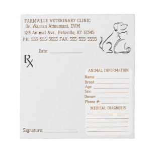 Editable Veterinary Prescription Notepad
