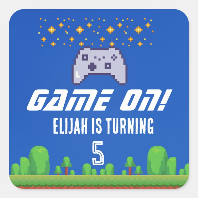 Editable Video Game Birthday Sticker - Game On (Front)