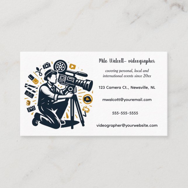 Editable Videographer Business Card (Front)