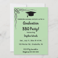 Editable Vines Leaves and Mortarboard Cap Grad BBQ