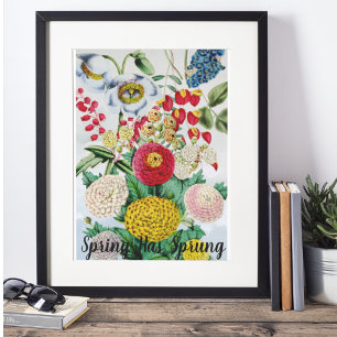 Editable Vintage Chrysanthemum Poppy Lilac Poster
