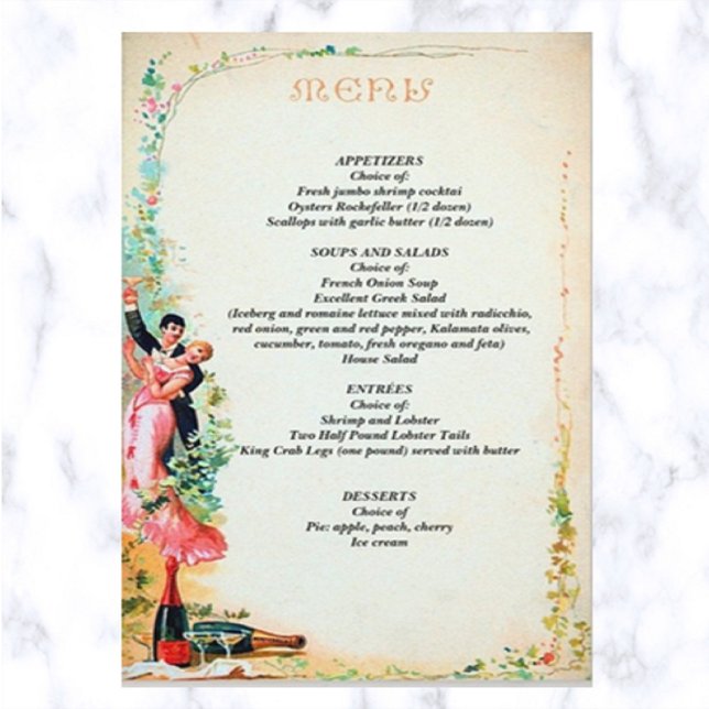 Editable Vintage Couple and Champagne Menu (Creator Uploaded)