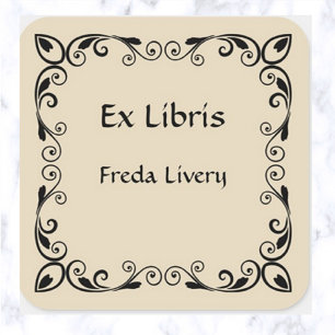 Editable Vintage Oval and Scroll Square Sticker