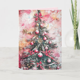 EDITABLE Vintage Pink Christmas Card