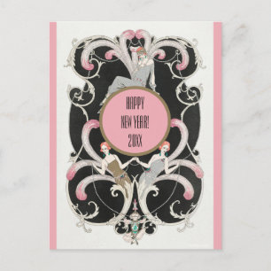 Editable Vintage Roaring Twenties Happy New Year Postcard