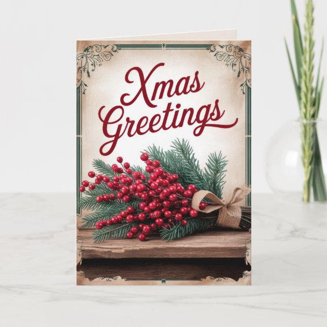 EDITABLE Vintage Xmas Christmas Card (Front)