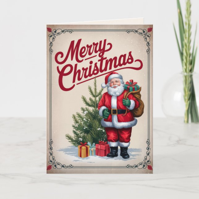 EDITABLE Vintage Xmas Christmas Card (Front)