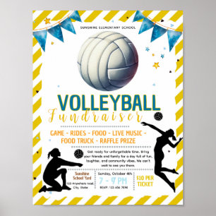 Editable volleyball Fundraiser Flyer Poster