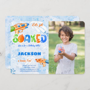 Editable Water Gun Photo Invitations 