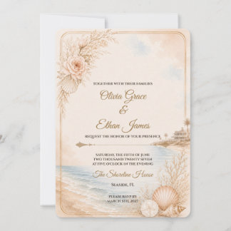 Editable Watercolor Beach Wedding Template