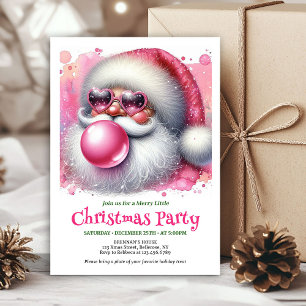 Editable Watercolor Pink Santa Bubble Gum Invite