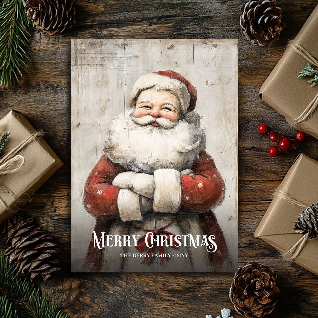 Editable Watercolor Red White Christmas Santa Card (Editable Watercolor Red White Christmas Santa Card)