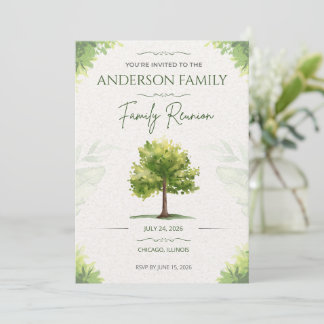 Editable Watercolor Tree Family Reunion Invitation