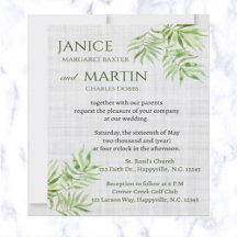 Editable Watercolour Palm Leaves on Linen Wedding