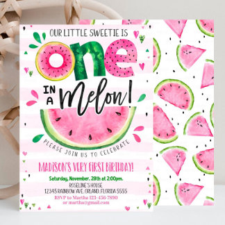 Editable Watermelon Invitation Birthday Invitation