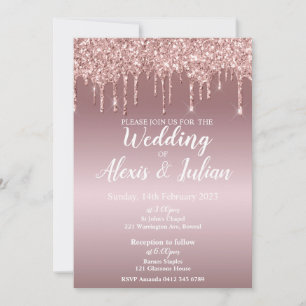 Editable Wedding Invitation in Rose Gold