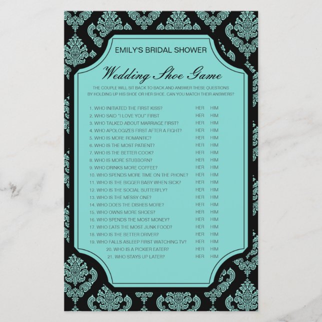 Editable Wedding Shoe Game Wedding Shower Game (Front)