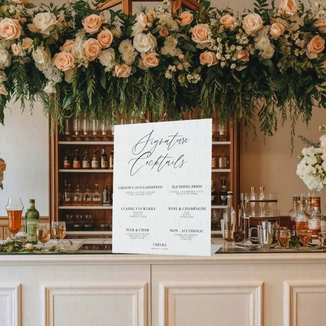 Editable Wedding Signature Drinks Bar Menu – 10x12 Pedestal Sign (Wedding Bar Sign)