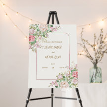 Editable Wedding Welcome Sign, Blush Rose Floral A