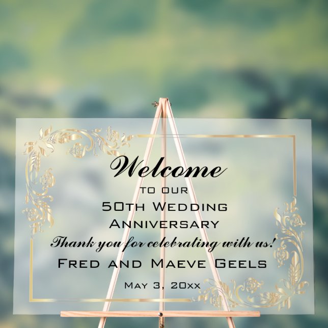 Editable Welcome Gold Frame Acrylic Sign (Neutral)