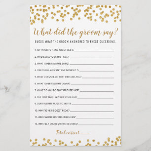 Editable What Did the Groom Say Bridal Shower Game
