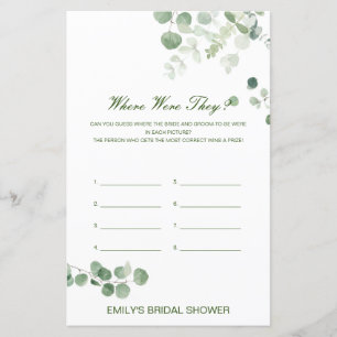 Editable Where were they Bridal Shower Game
