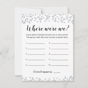 Editable Where Were We Bridal Shower game Card