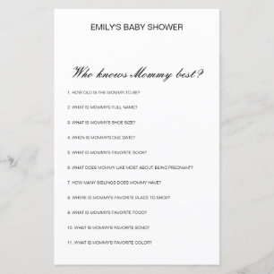 Editable Who Knows Mummy Best Baby Shower Game