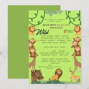 Editable Wild Animal Birthday Party Invite Lion