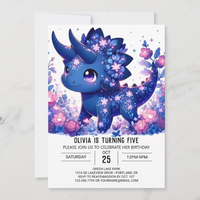 Editable Wild Dinosaur Digital Birthday  Invitation (Front)