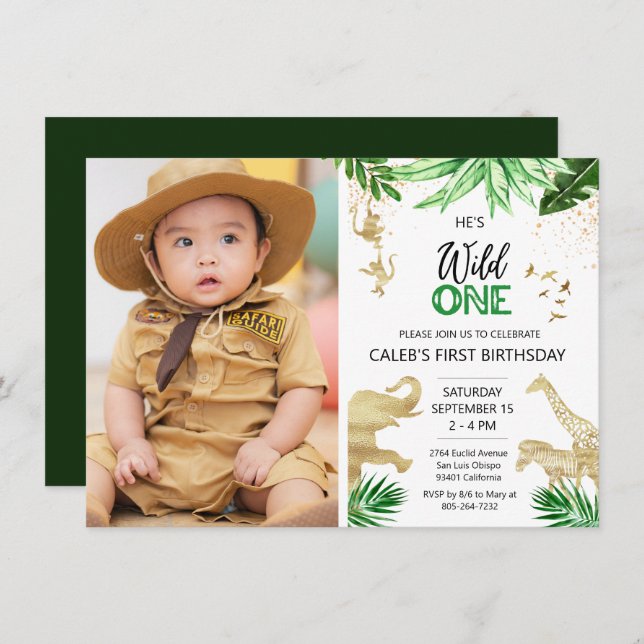 Editable Wild One Birthday  Invitation (Front/Back)