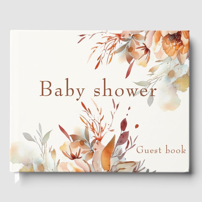 Editable wildflowers Baby shower massage  Guest Book (Front)