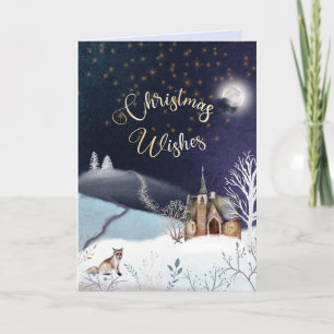 EDITABLE Winter Nights Vintage Christmas Card
