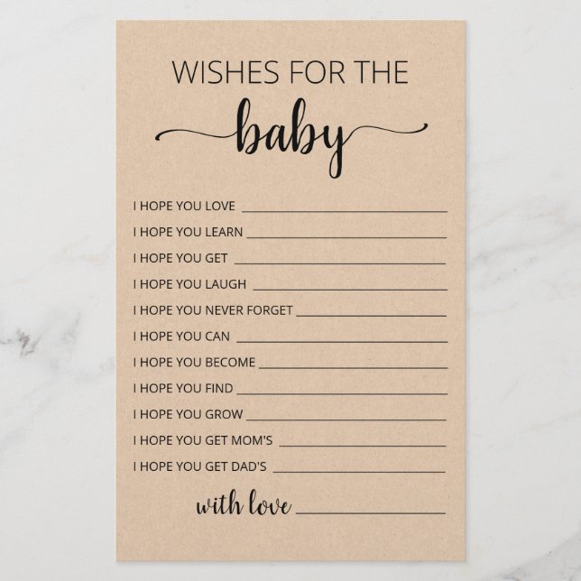 Editable Wishes for Baby Shower Party card (Front)