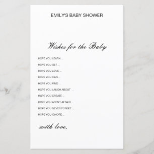 Editable Wishes for the Baby Card, Baby Shower