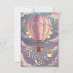 Editable Wishes Hot Air Balloon Thank You Card