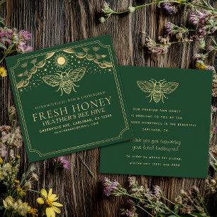 Editable Witchy Tarot Beekeeper Honeybee  Square Business Card