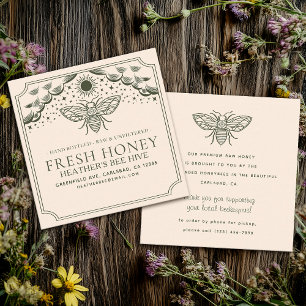 Editable Witchy Tarot Beekeeper Honeybee Square Business Card
