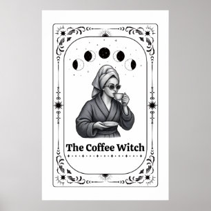Editable Witchy Tarot Card Coffee Lover Whimsical Poster