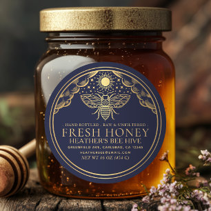 Editable Witchy Tarot Honey Jar Lid Honeybee Label