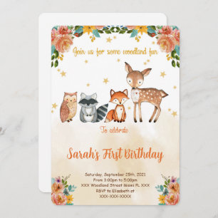 Editable Woodland Birthday Invitation
